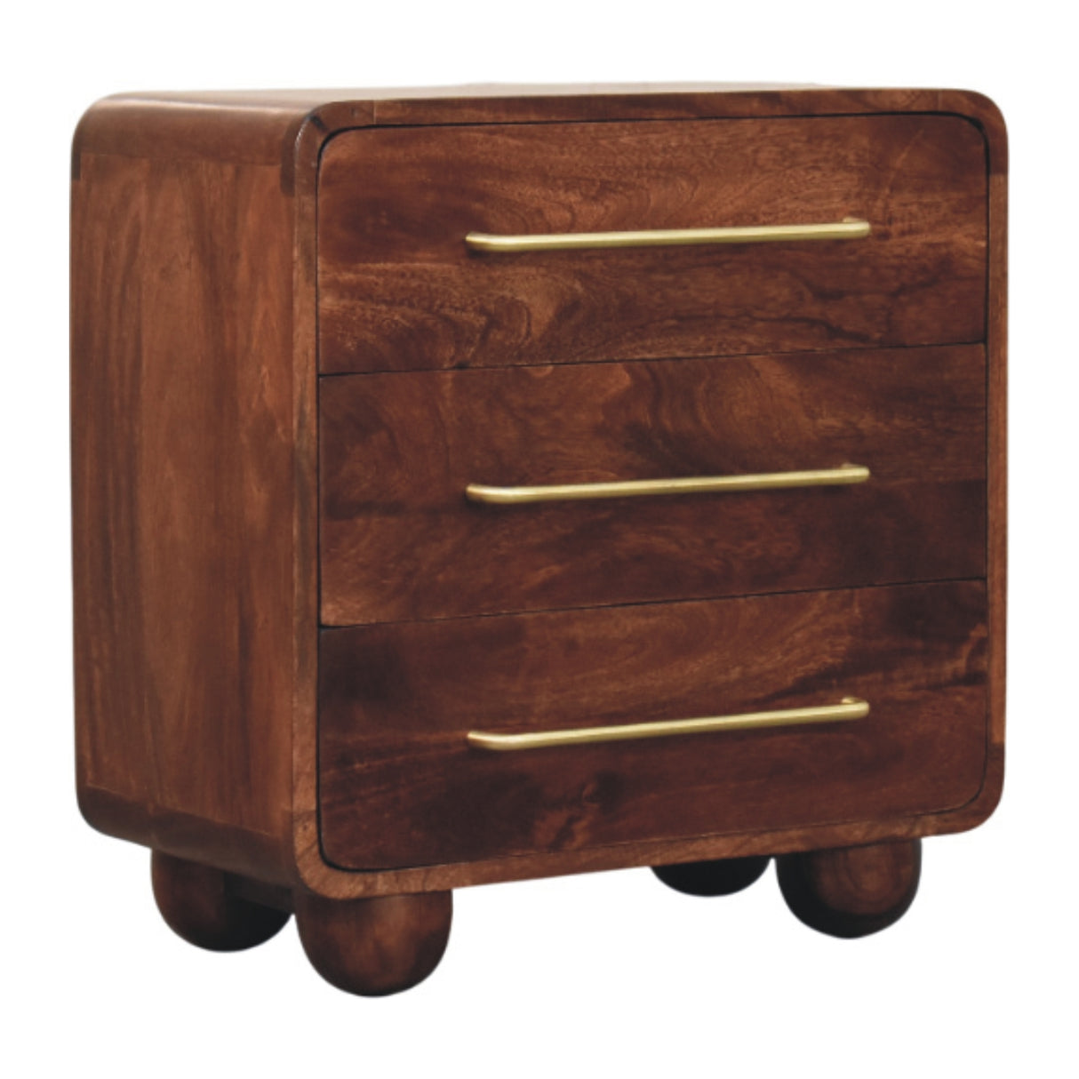 Solid Wood 3-Drawer Rounded Chest