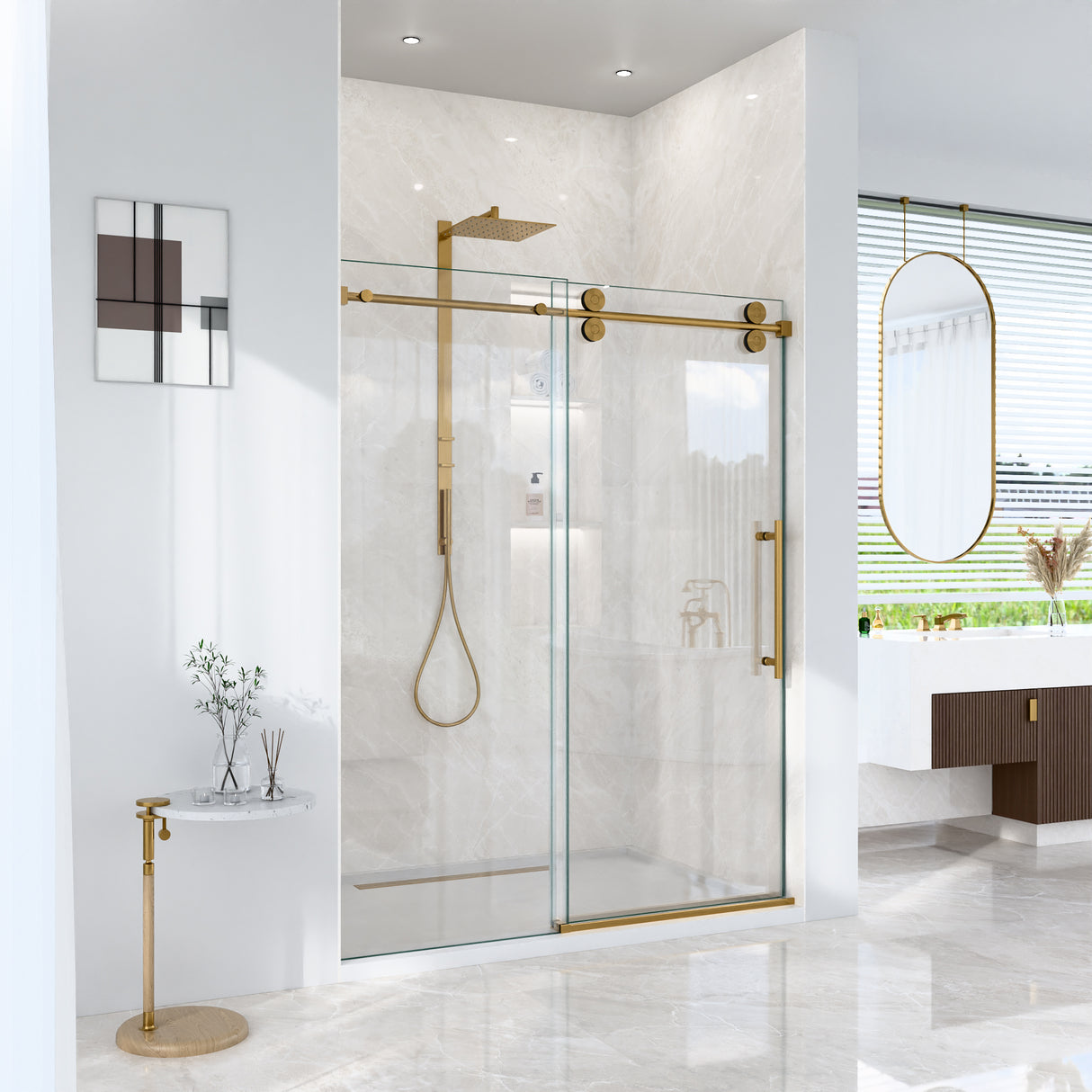 56"-60"W x 72"H Frameless Single Sliding Shower Door