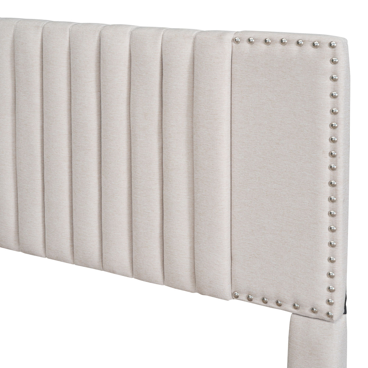 Upholstered Platform Bed With Drawers, Classic Headboard Design