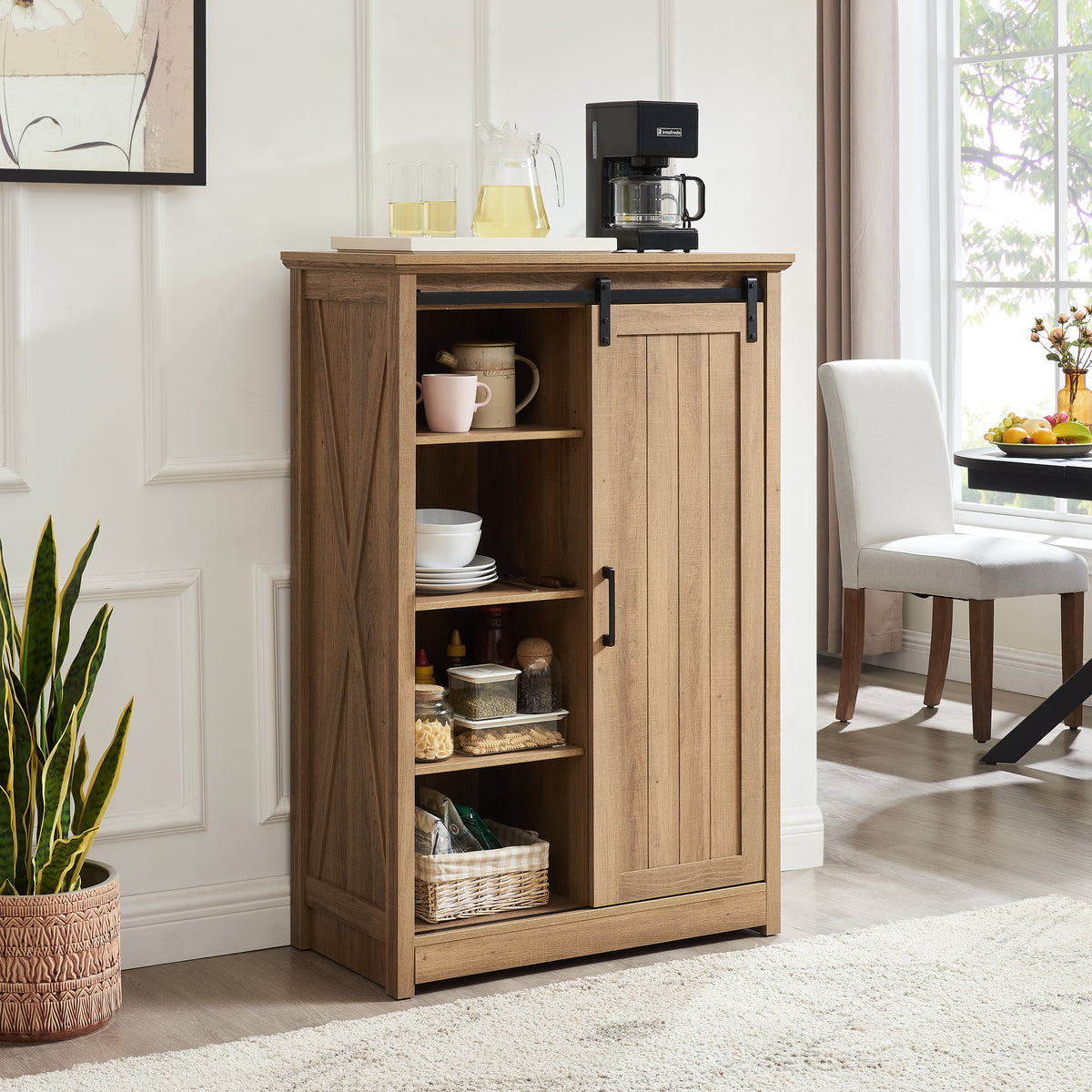 5 Drawers Dresser with Sliding Barn Door