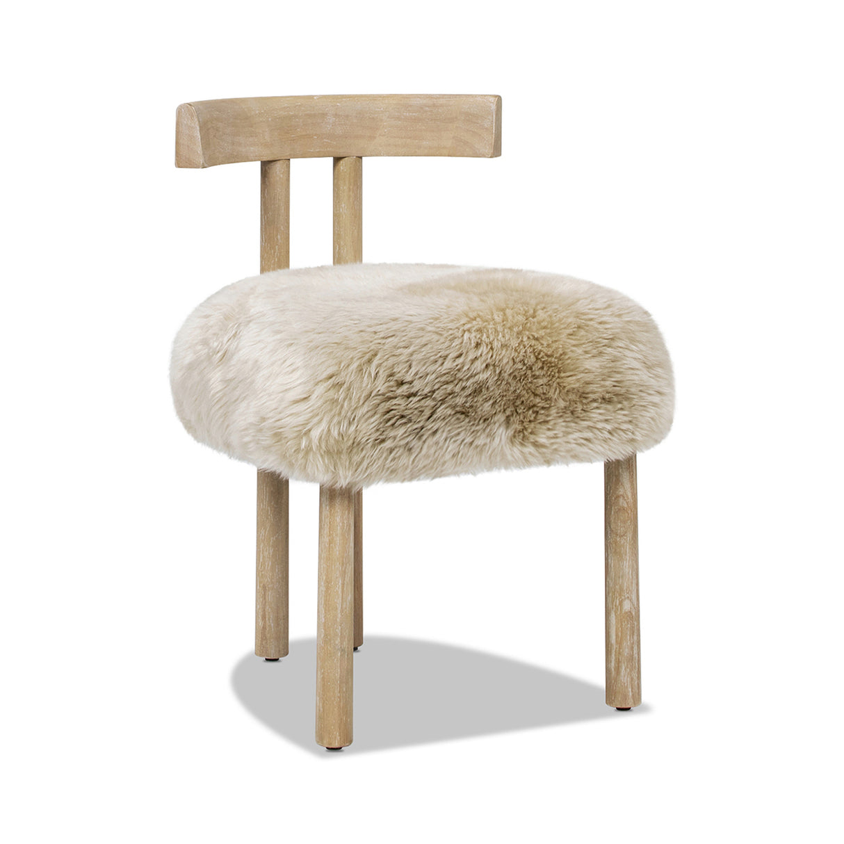Arden 19.5" Genuine Sheepskin Fur Split Back Dining Chair