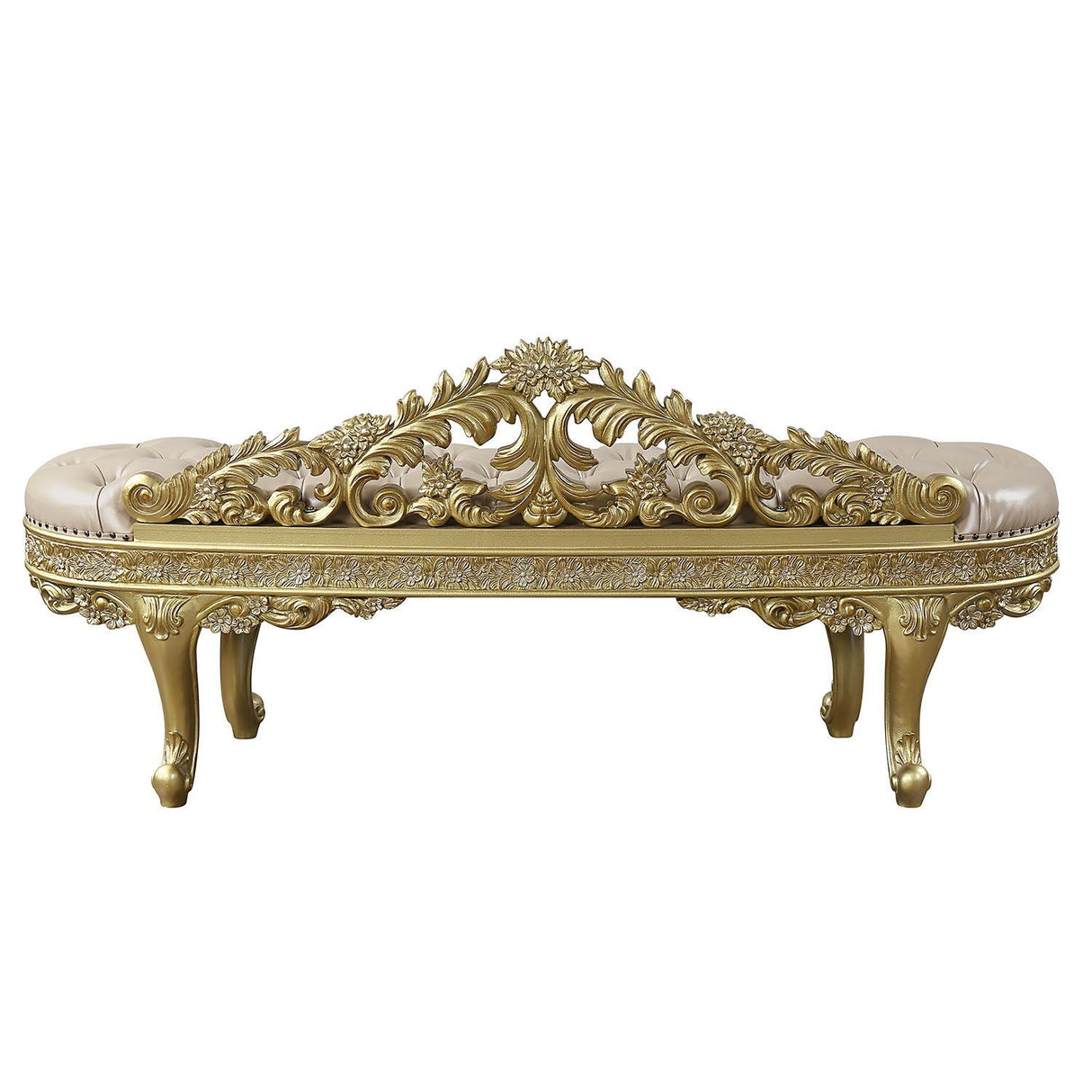 Cabriole - Synthetic Leather Bench - Gold - Best Buy Furniture