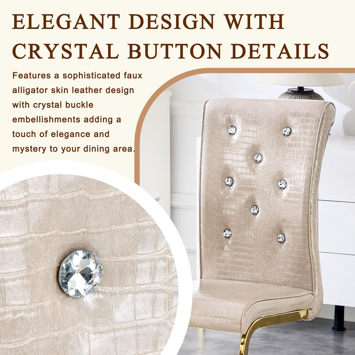 Elegant Design Alligator Skin Upholstered Dining Chairs