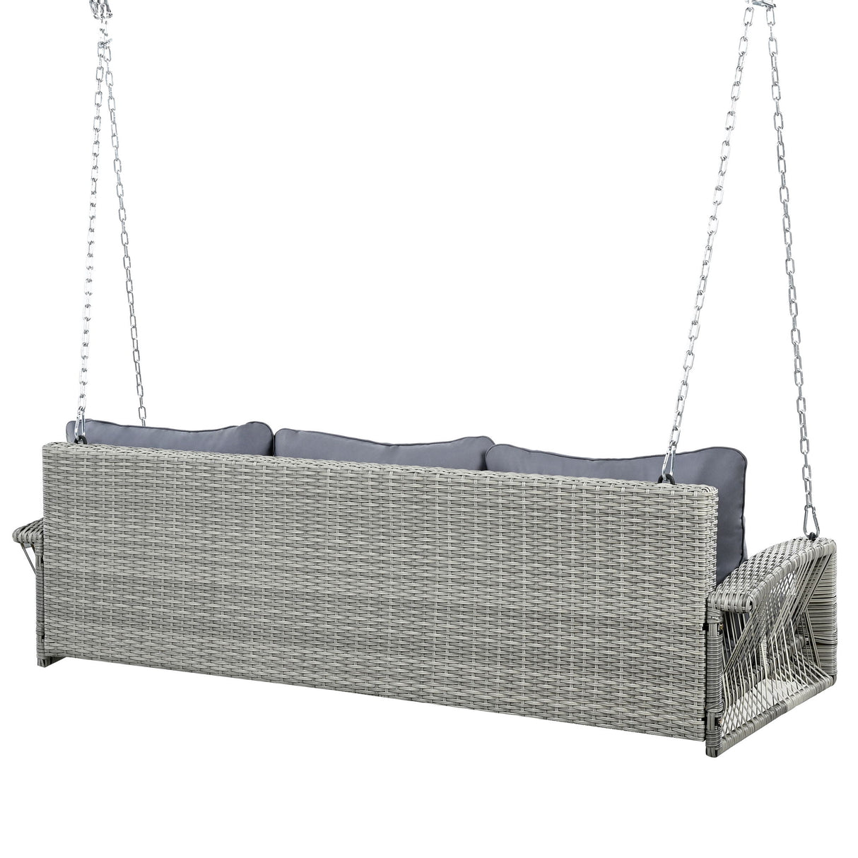 3 Person Large Patio Swing Bench With Cushions For Backyard