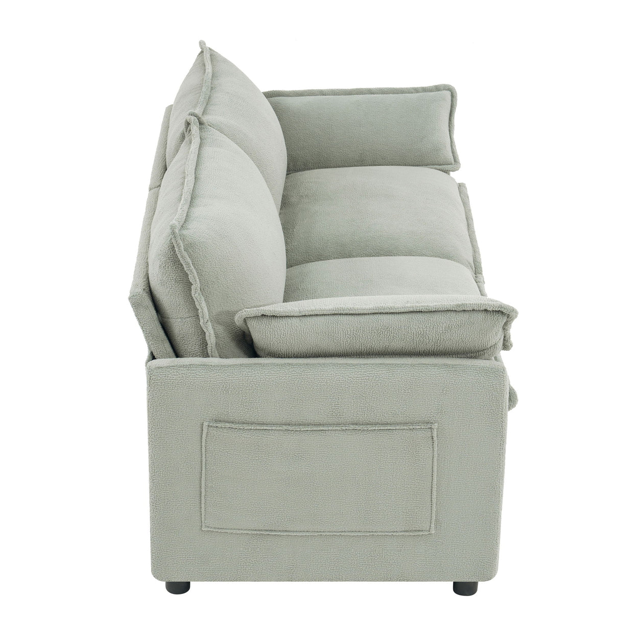 Modern Loveseat Sofa, Upholstered Couch With Side Storage Pockets