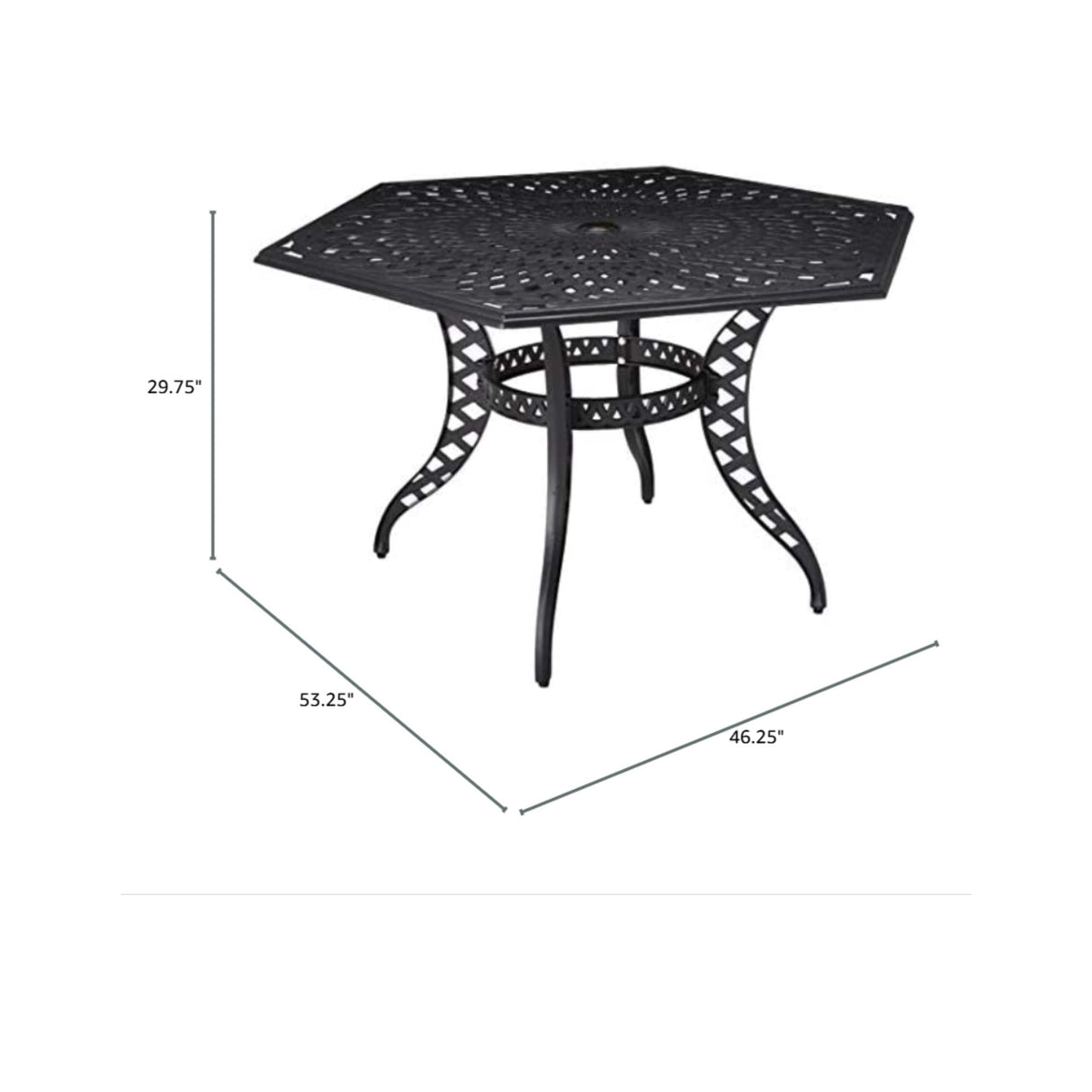 Outdoor Cast Aluminum Dining Table With Lattice Top And Umbrella Hole - Black - Best Buy Furniture