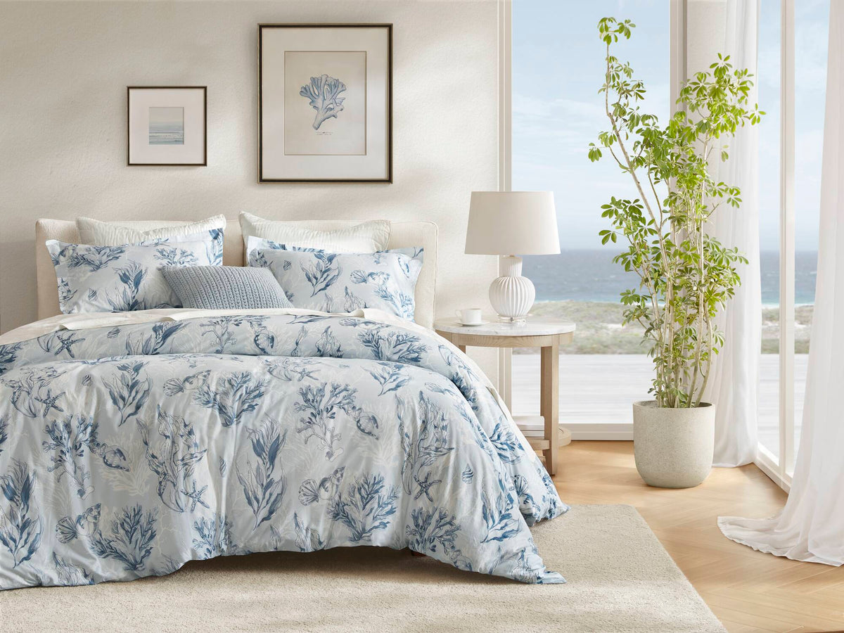 King 100% Cotton Sateen Duvet Cover Set - Navy/Blue