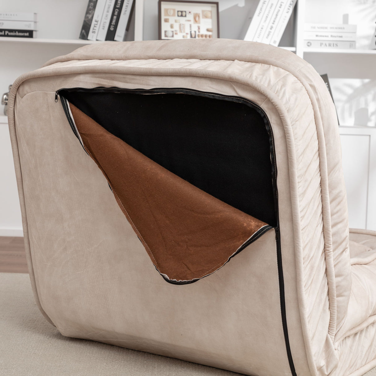 Upholstered Human Dog Bed And Pets, Bean Bag Floor Sofa With Massage Pillow, 5 Adjustable Positions & 2 Soft Pillows