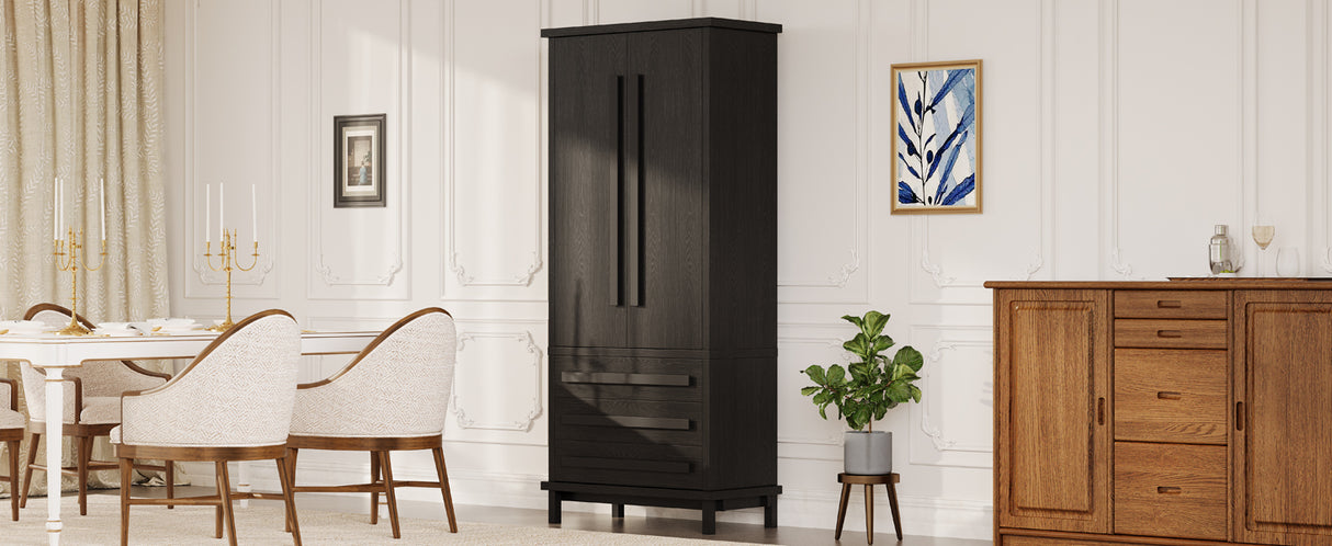 70" Kitchen Pantry Cabinet with 6 Door Shelves and 3 Drawers