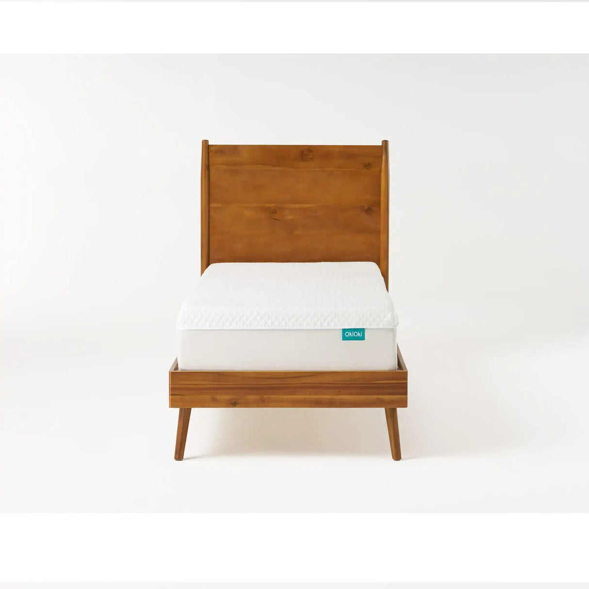 Okioki - Mid-Century Natural Stained Solid Acacia Wood Bed - Best Buy Furniture