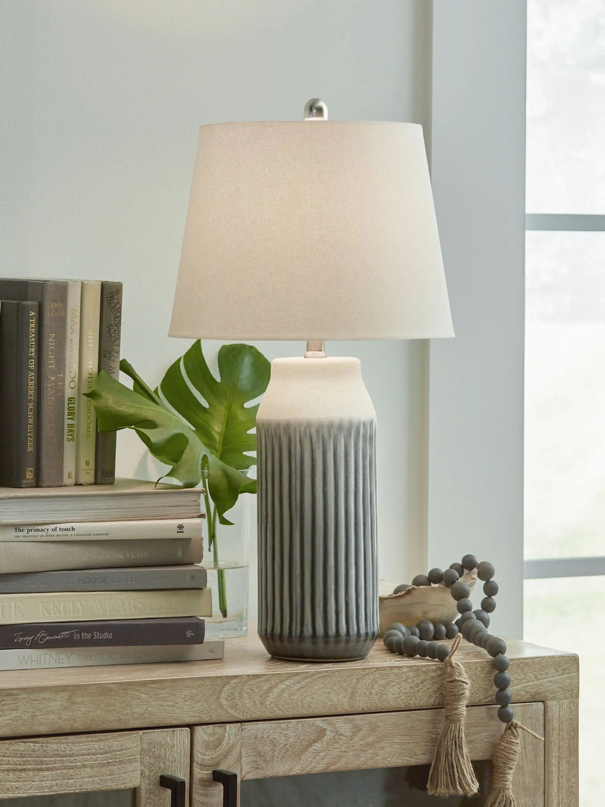 Afener - Ceramic Table Lamp (Set of 2) - Blue / Beige - Best Buy Furniture