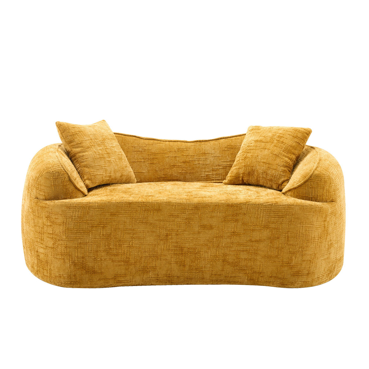Curved 2 Person Compress Sofa With Armrests, Includes Pillows