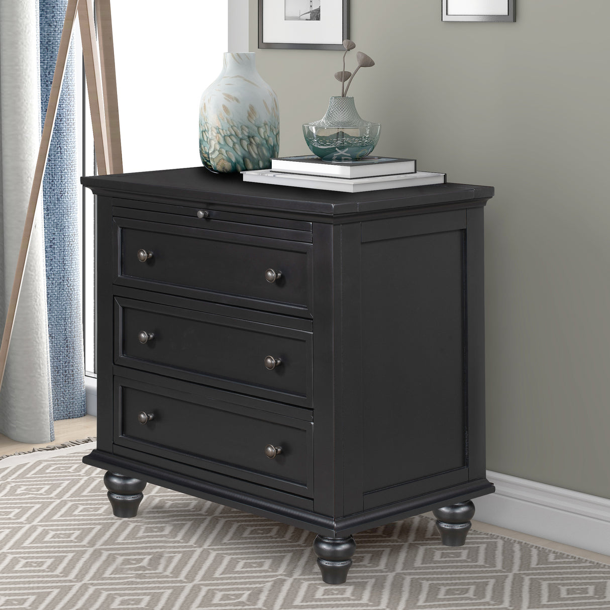 U_STYLE 27.6'' Painted Nightstand with Pull-Out Tray