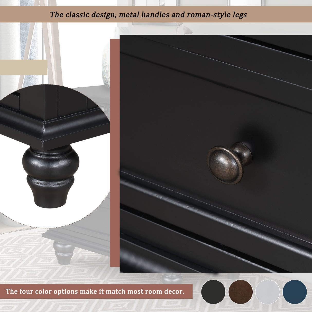 U_STYLE 27.6'' Painted Nightstand with Pull-Out Tray