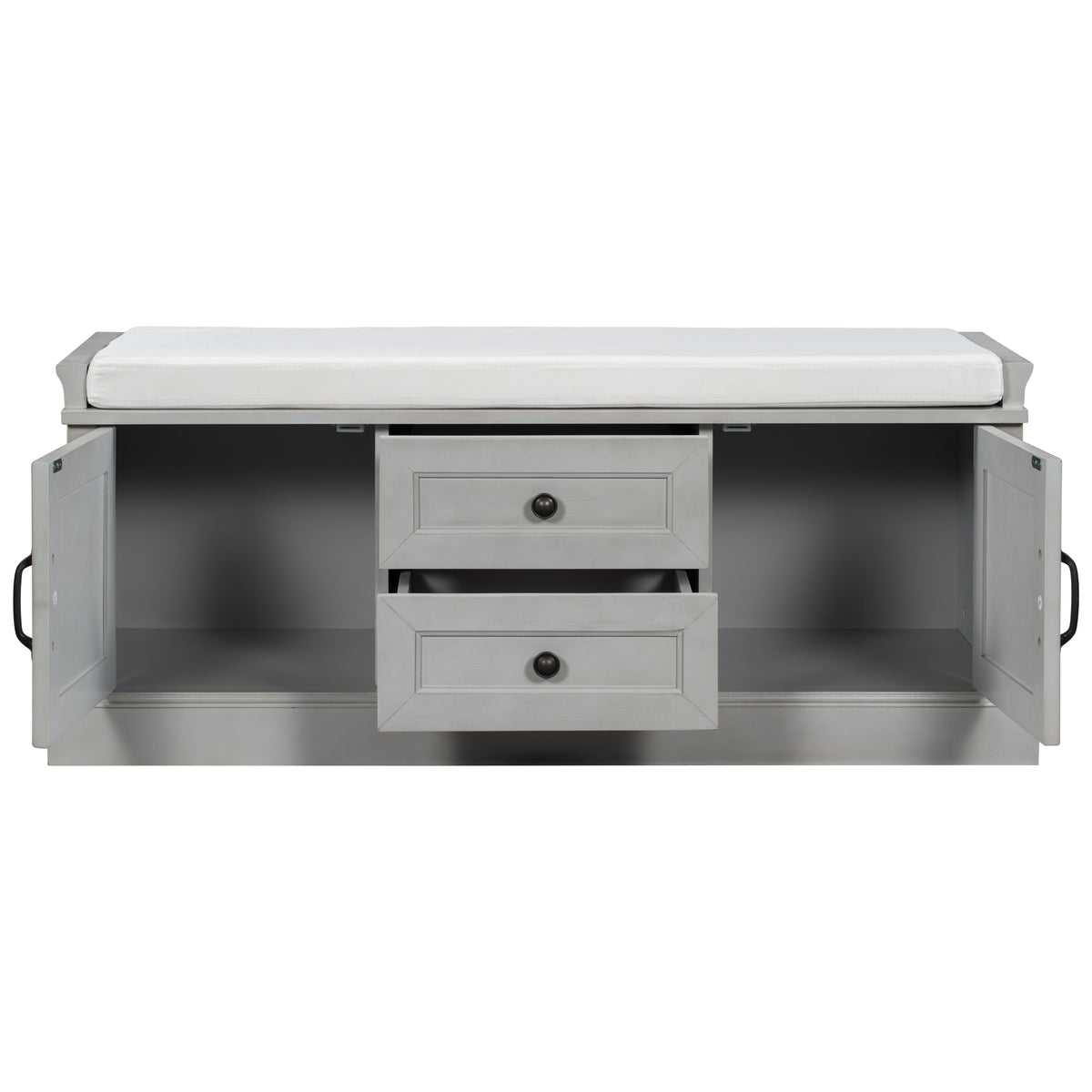 TREXM Storage Bench with 2 Drawers and 2 Cabinets