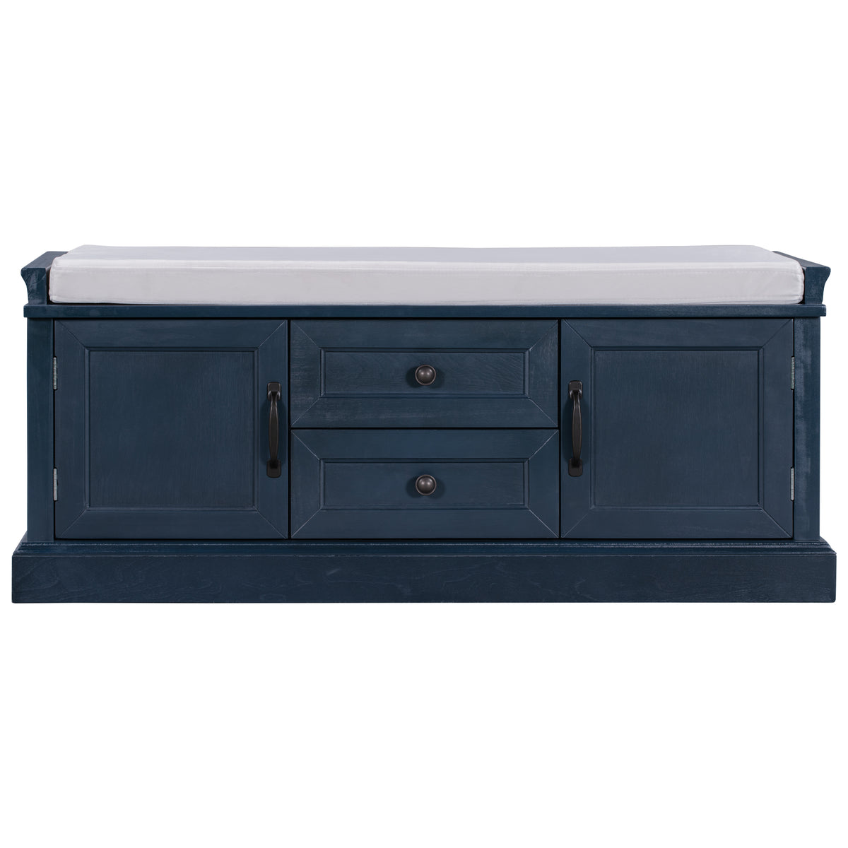 TREXM Storage Bench with 2 Drawers and 2 Cabinets in Antique Navy
