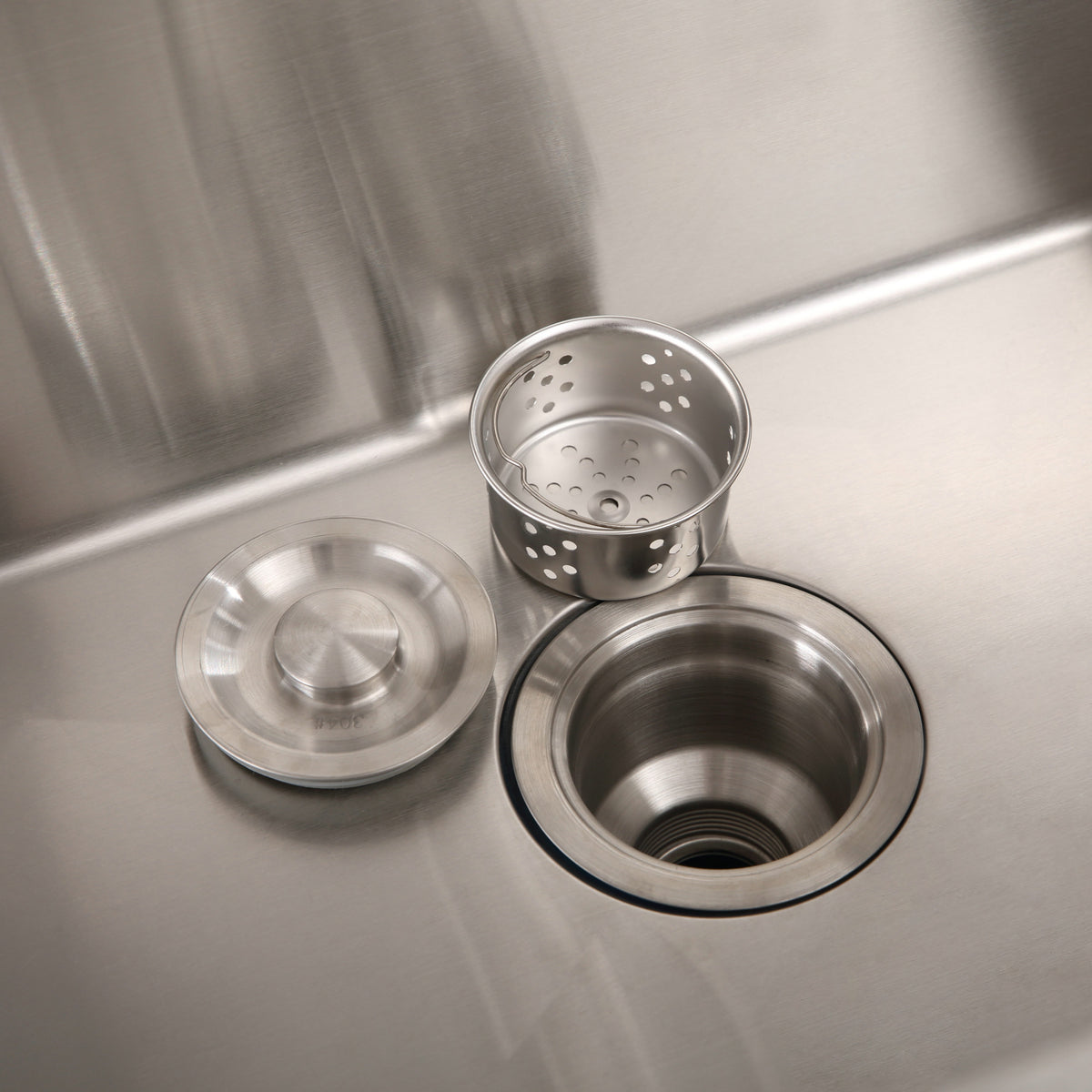 24in Stainless Steel Washing Sink with Faucet Hoses and Drain Head