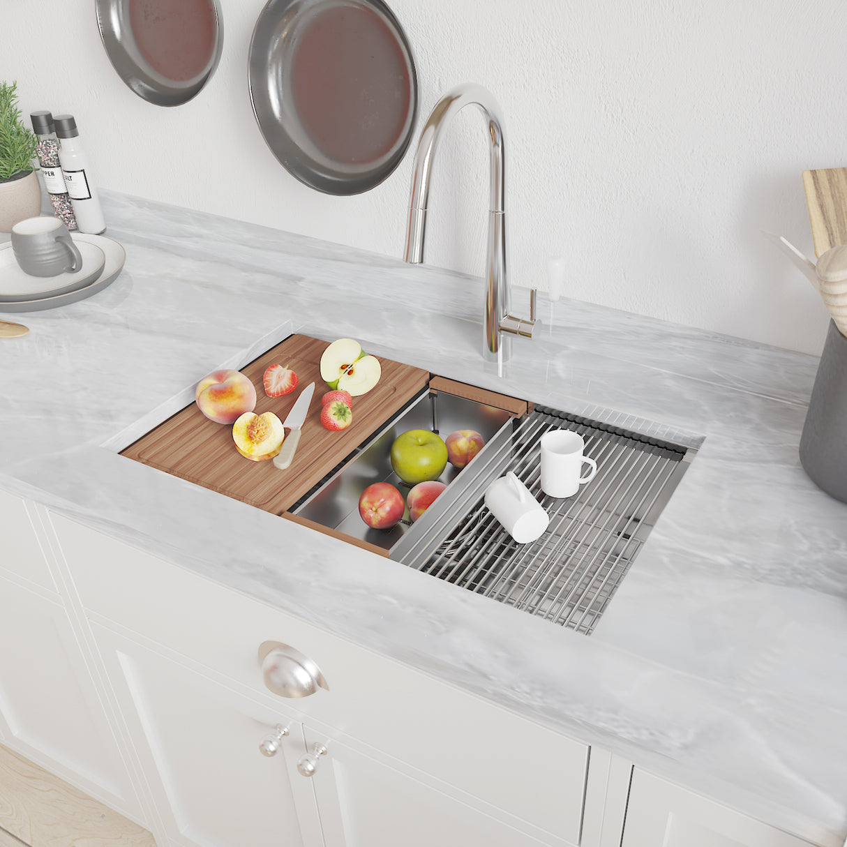 32x19 Inch Stainless Steel Single Bowl Workstation Kitchen Sink