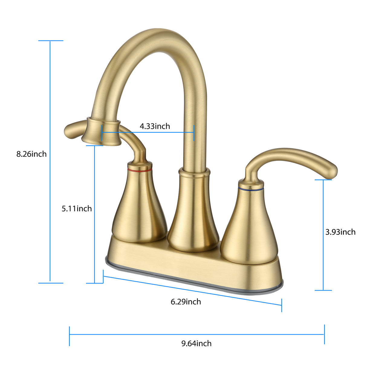 2-Handle Bathroom Sink Faucet with Pop-up Drain Brushed Golden