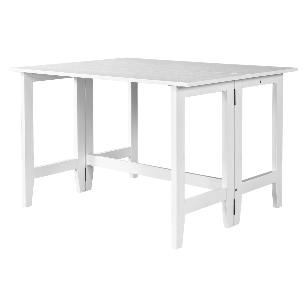 Topmax Farmhouse Wood Extendable Dining Table with Drop Leaf - White