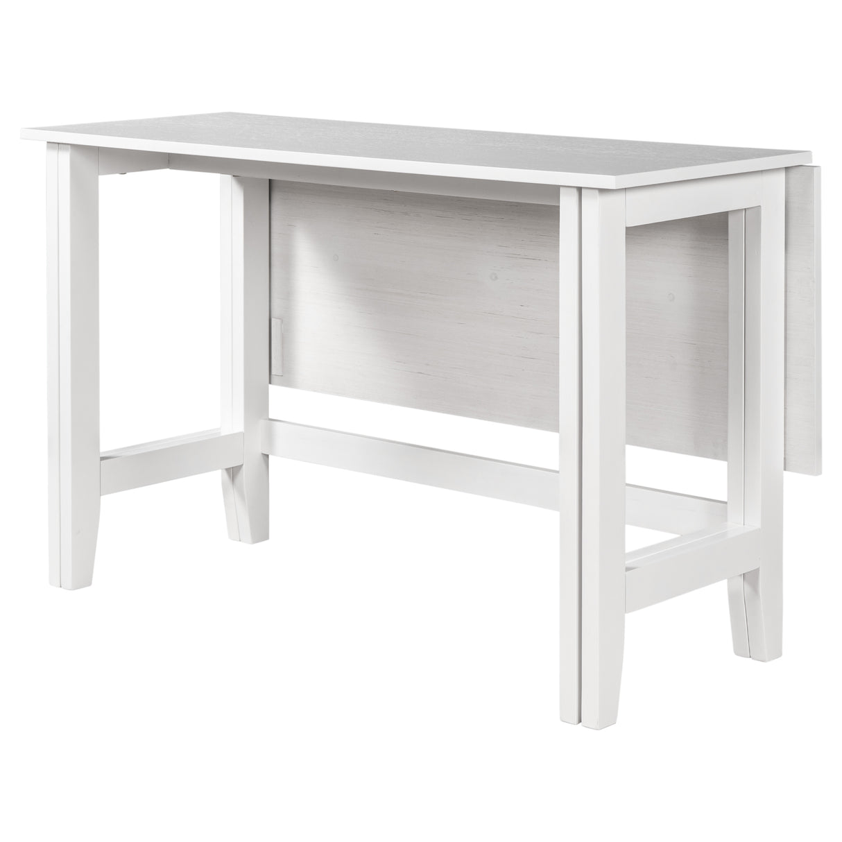 Topmax Farmhouse Wood Extendable Dining Table with Drop Leaf - White
