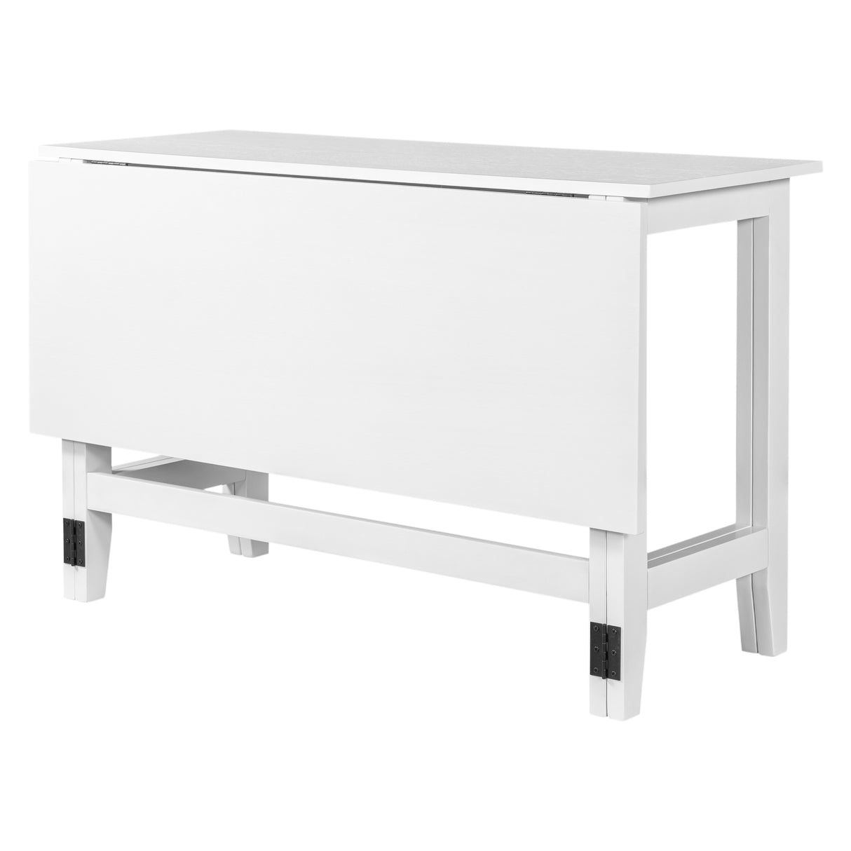 Topmax Farmhouse Wood Extendable Dining Table with Drop Leaf - White