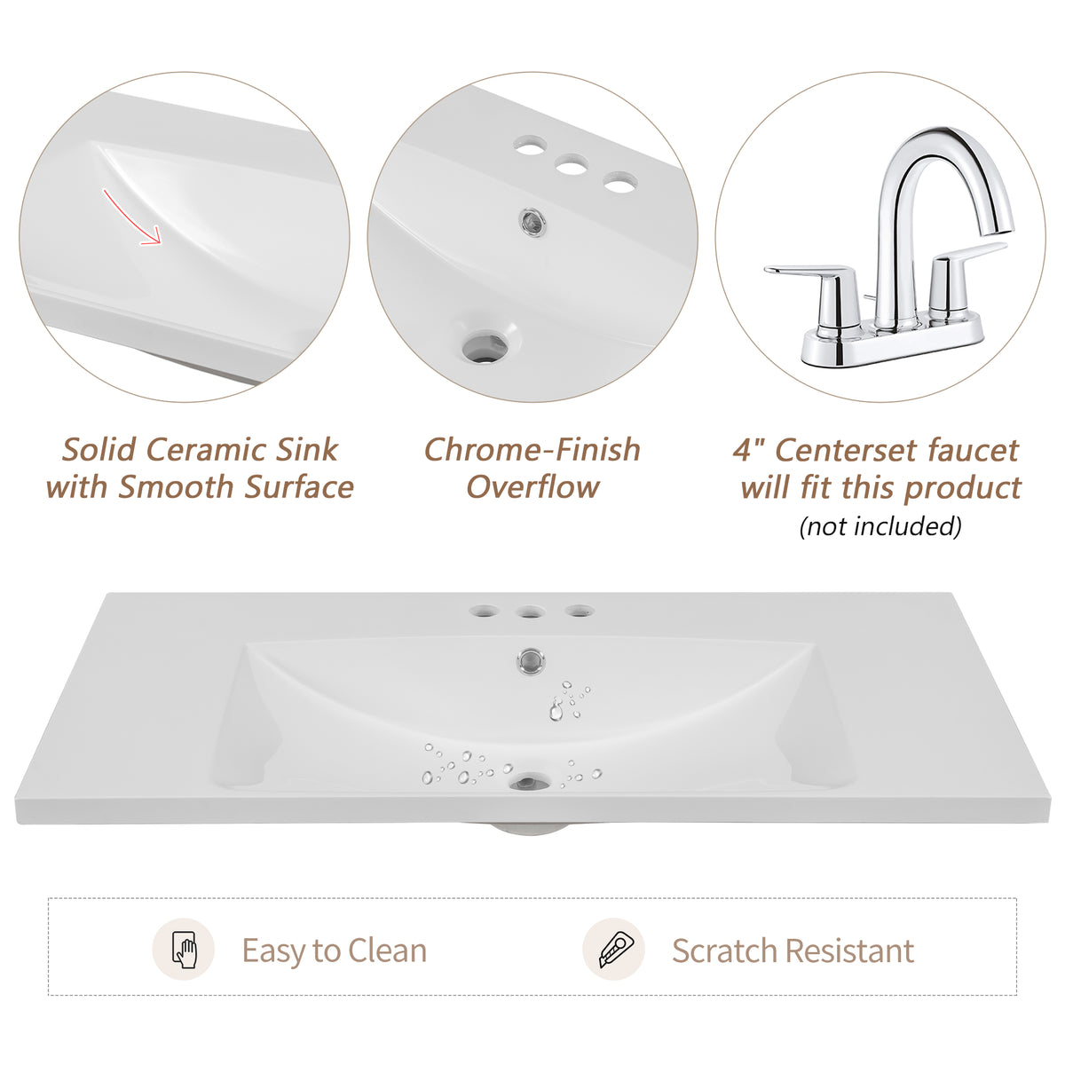 36" Bathroom Vanity With Sink Combo