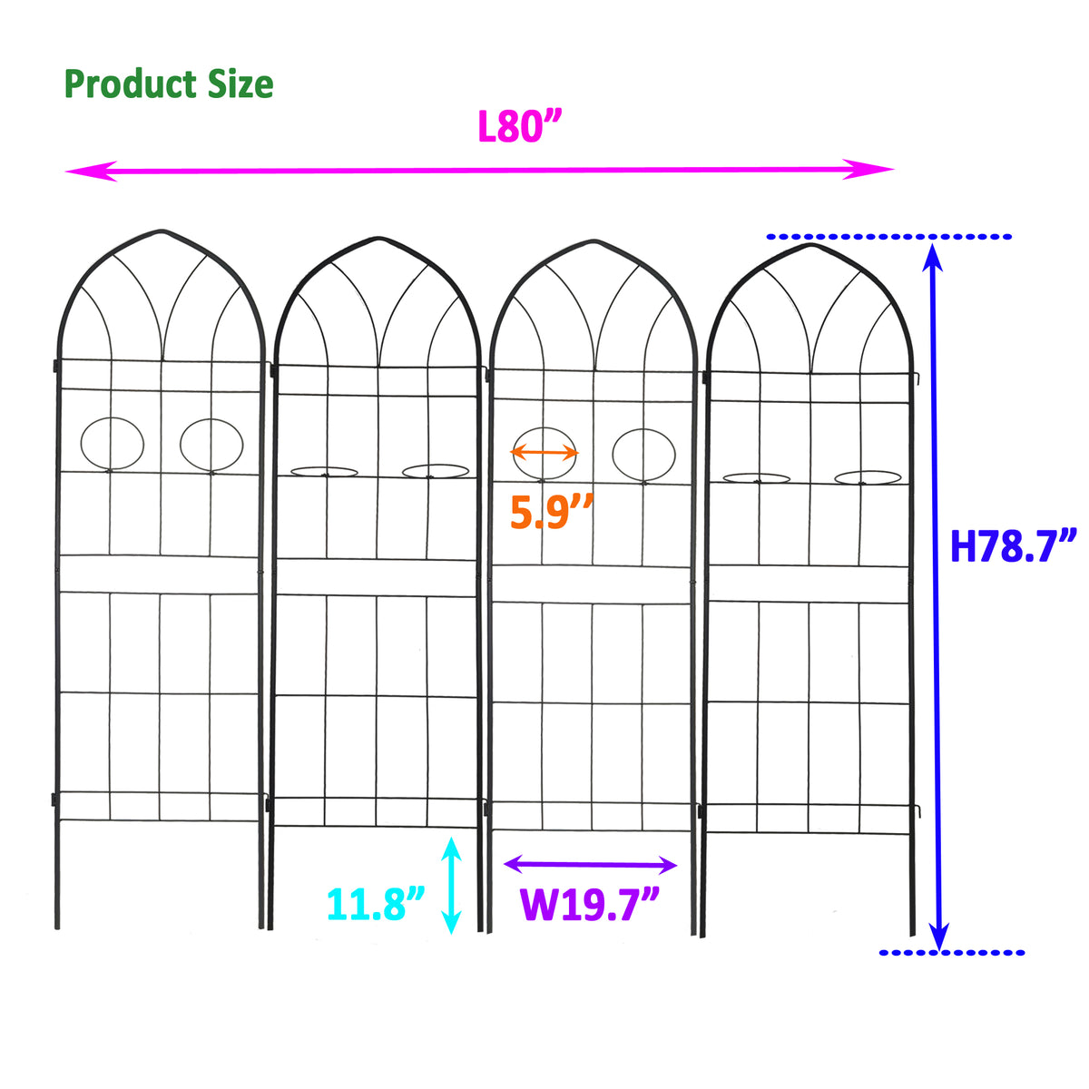 4 Pack Metal Garden Trellis
