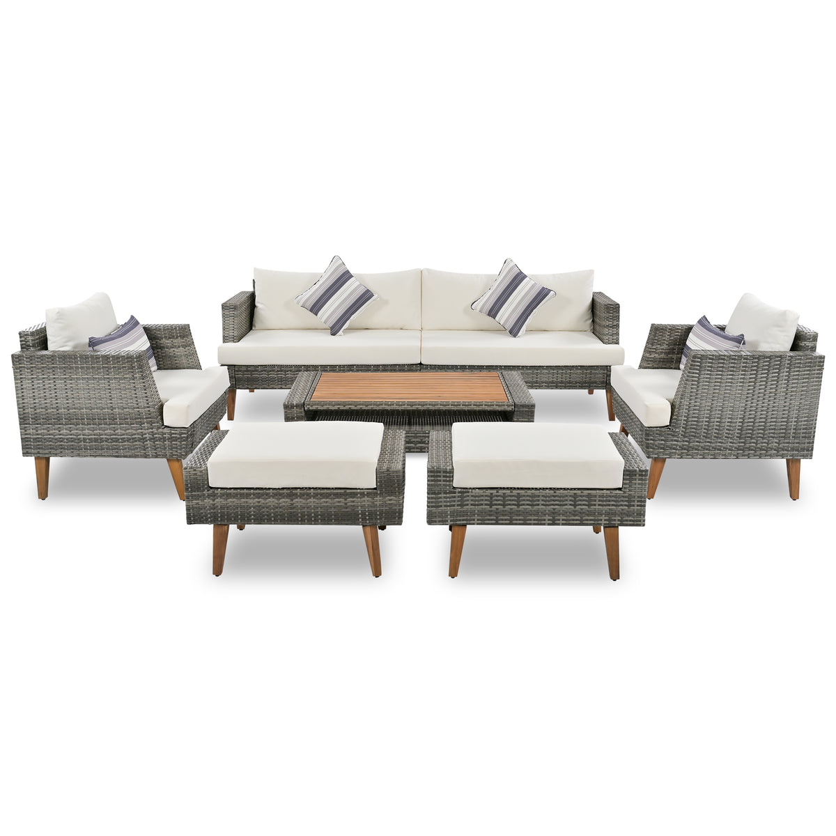 6-Piece All Weather PE Wicker Sofa Set