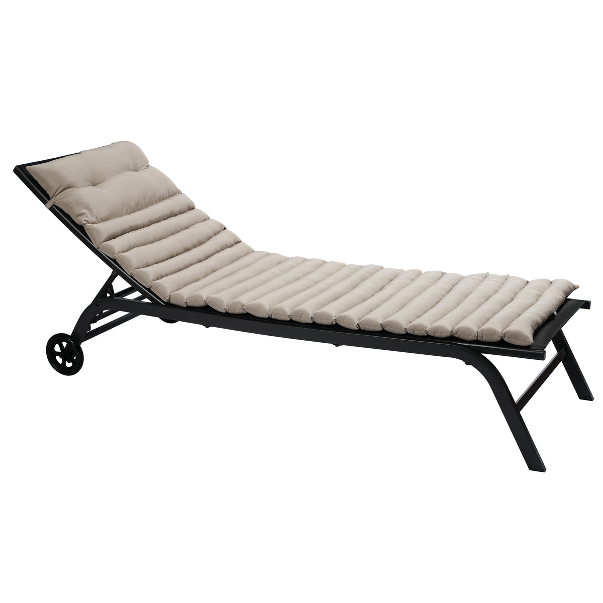 Khaki 2PCS Set Outdoor Lounge Chair Cushion Replacement