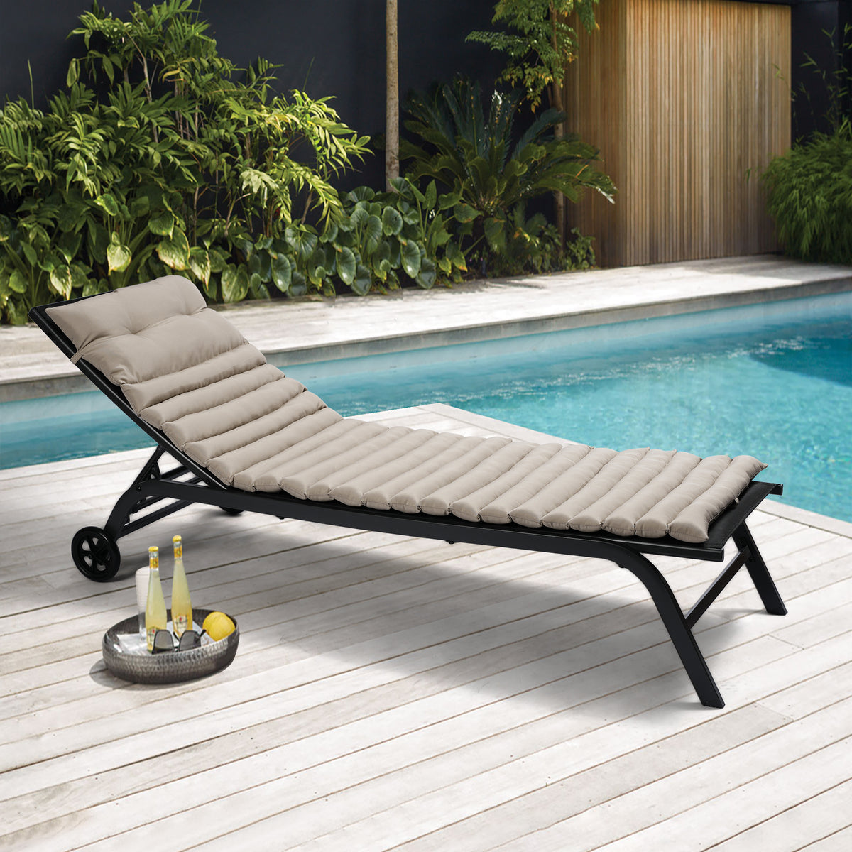 Khaki 2PCS Set Outdoor Lounge Chair Cushion Replacement
