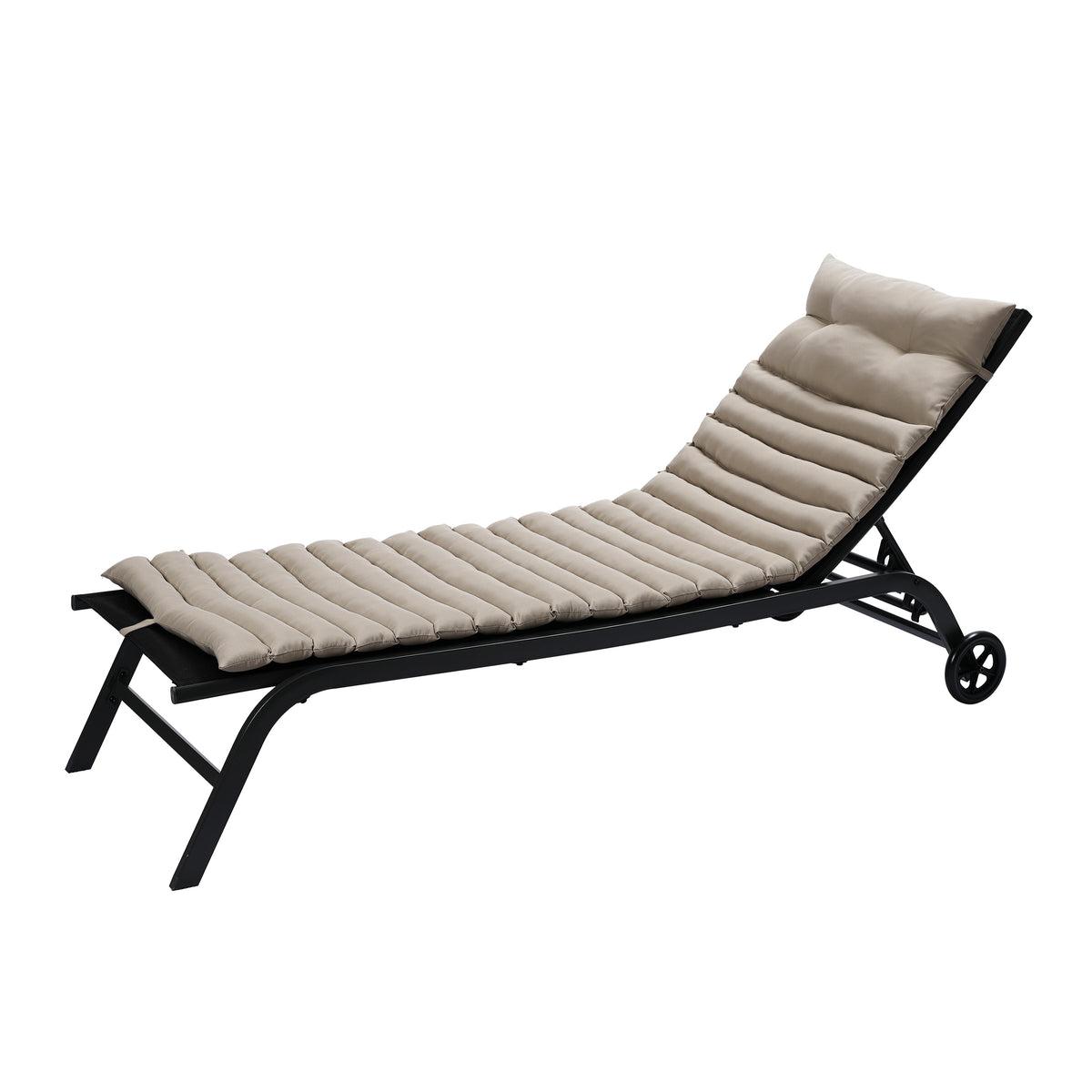 Khaki 2PCS Set Outdoor Lounge Chair Cushion Replacement