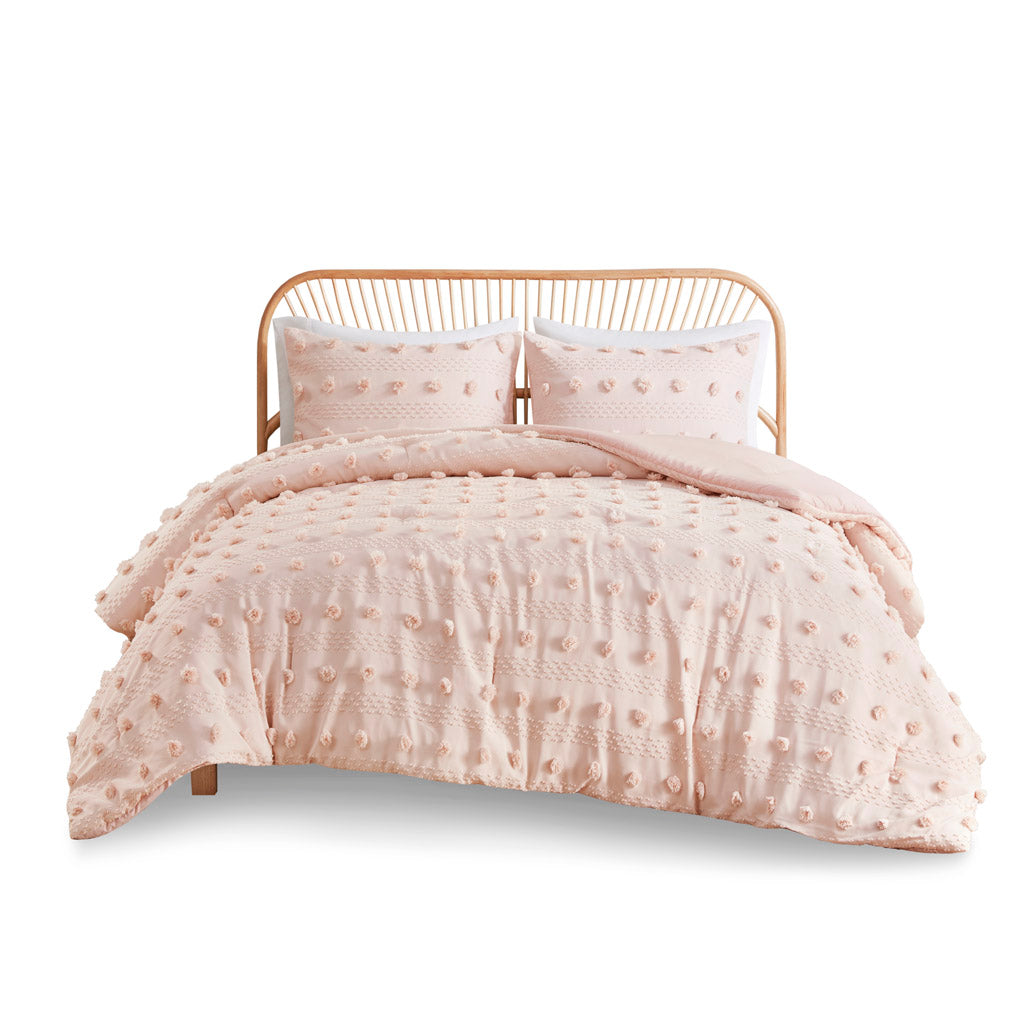 Twin/Twin XL Clip Jacquard Comforter Set with Antimicrobial Polyester – White