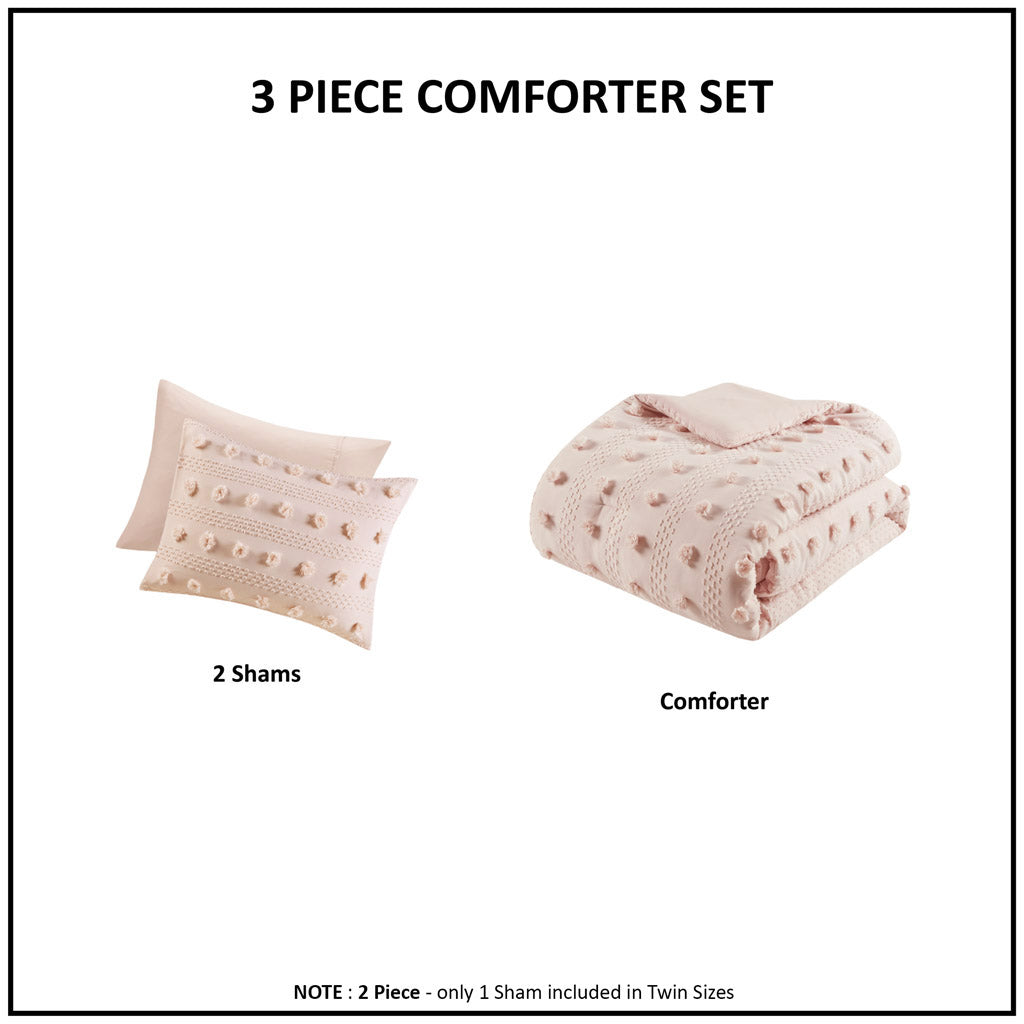 Twin/Twin XL Clip Jacquard Comforter Set with Antimicrobial Polyester – White