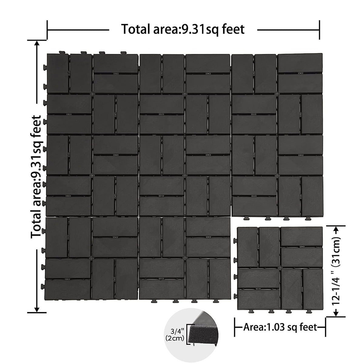 Patio Interlocking Deck Tiles - 12x12 Composite Decking Tiles