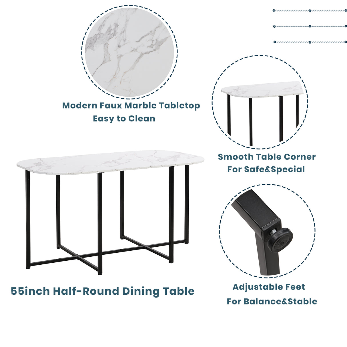 TOPMAX Modern 7-Piece Dining Table Set with Faux Marble