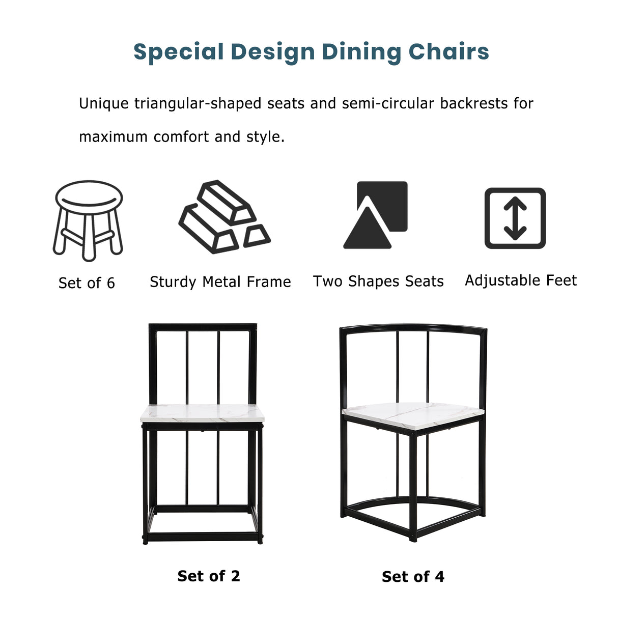 TOPMAX Modern 7-Piece Dining Table Set with Faux Marble