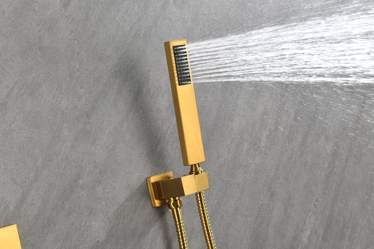 Wall Mounted Shower System with Handheld and Rainfall Head