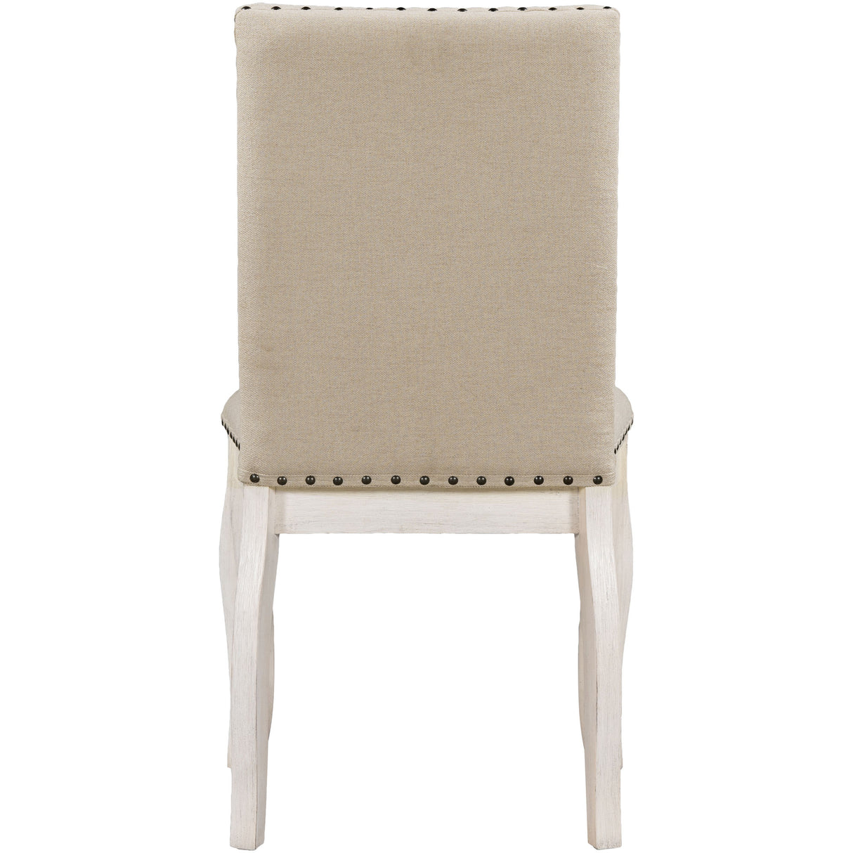 TREXM Set of 2 Dining Chairs - Wood Upholstered with Nailhead