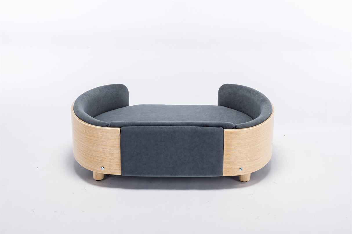 Scandinavian Style Elevated Dog Bed with Velvet Cushion