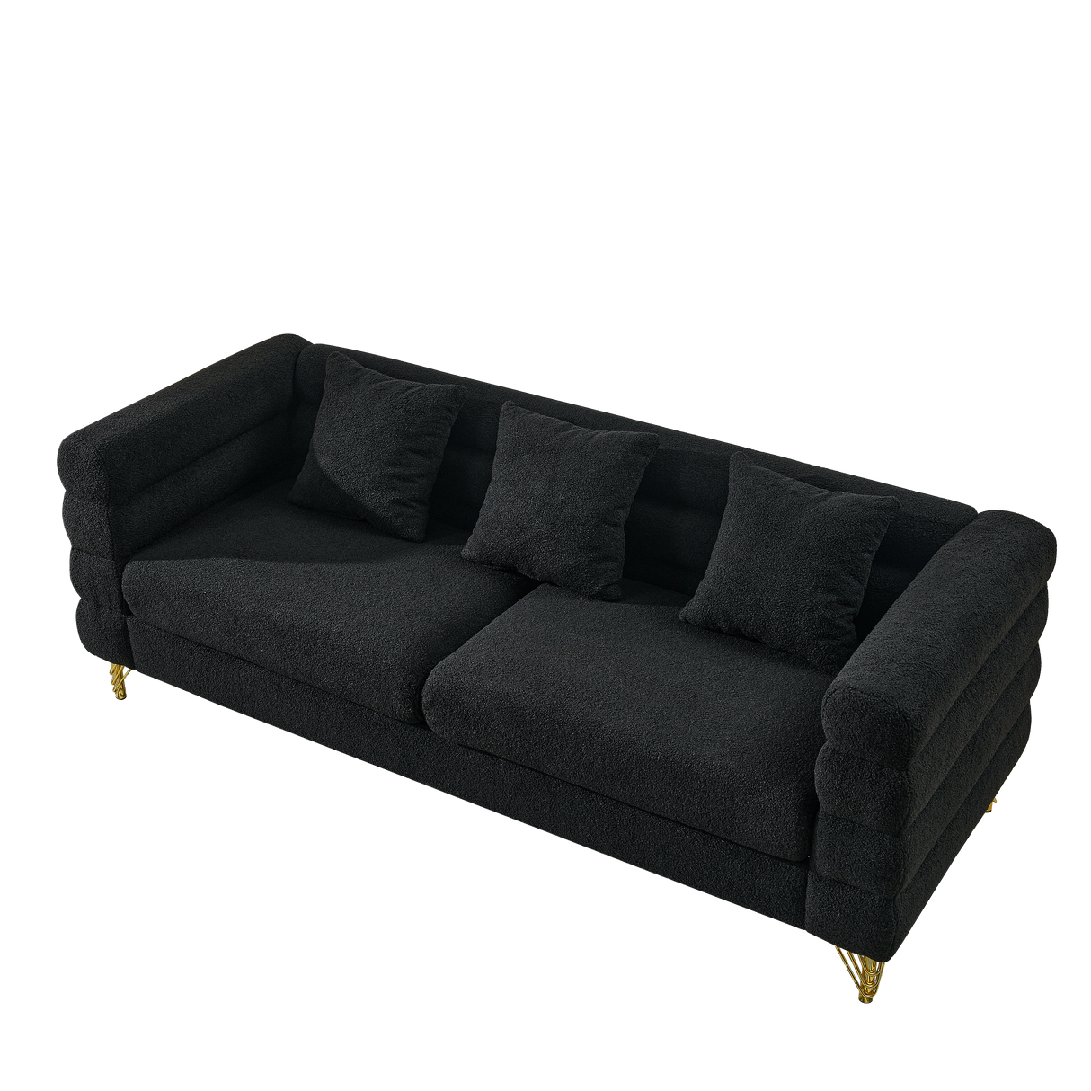 3-Seater + 3-Seater Combination Sofa - Black Teddy