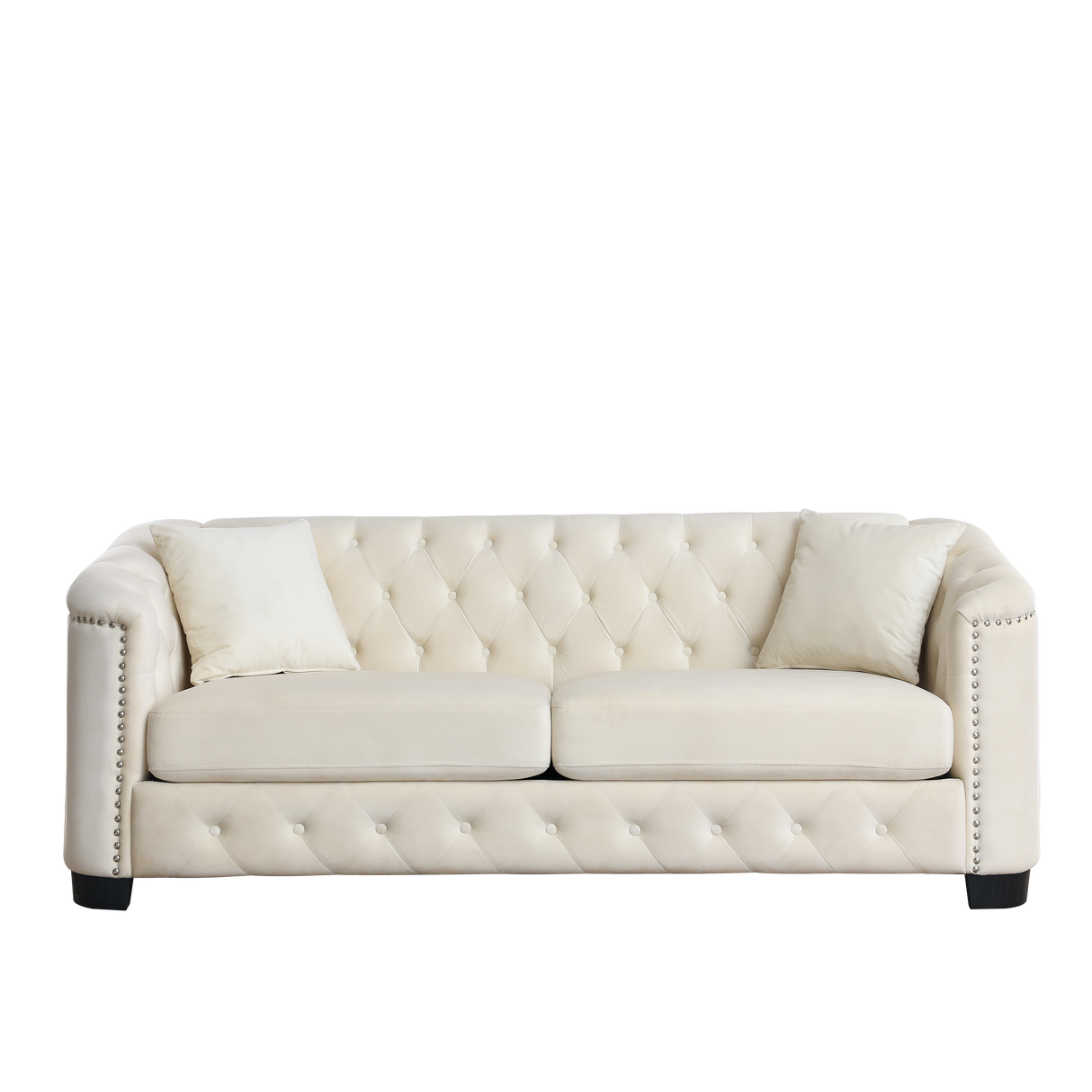 77-Inch Modern Chesterfield Velvet Sofa