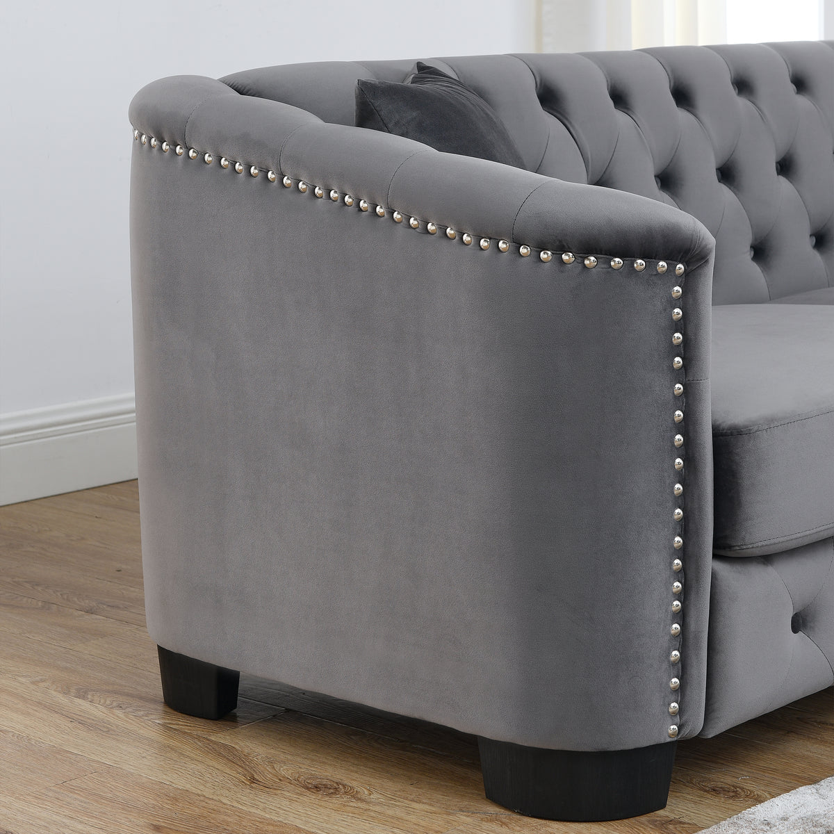 59-Inch Modern Chesterfield Velvet Sofa