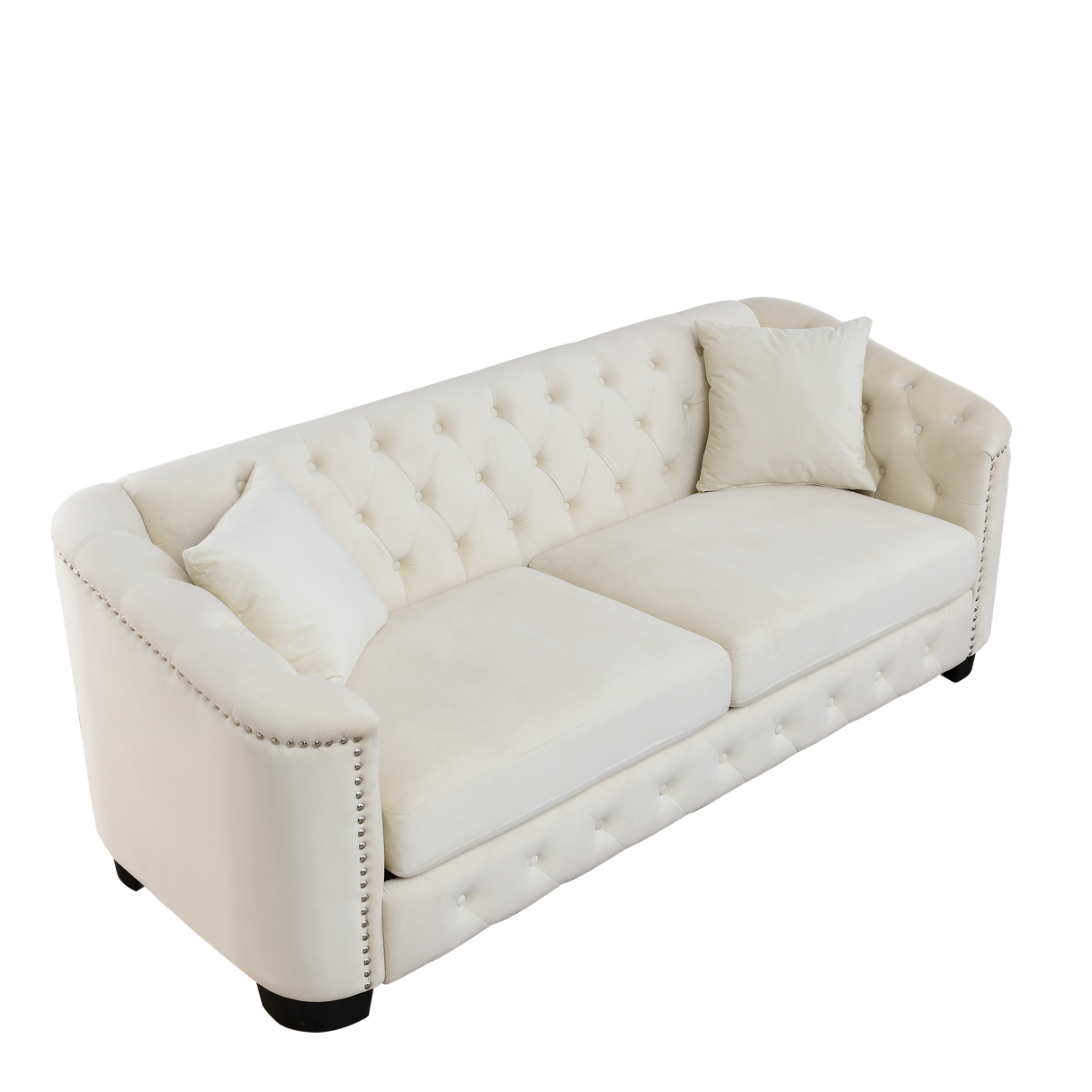 77-Inch Modern Chesterfield Velvet Sofa