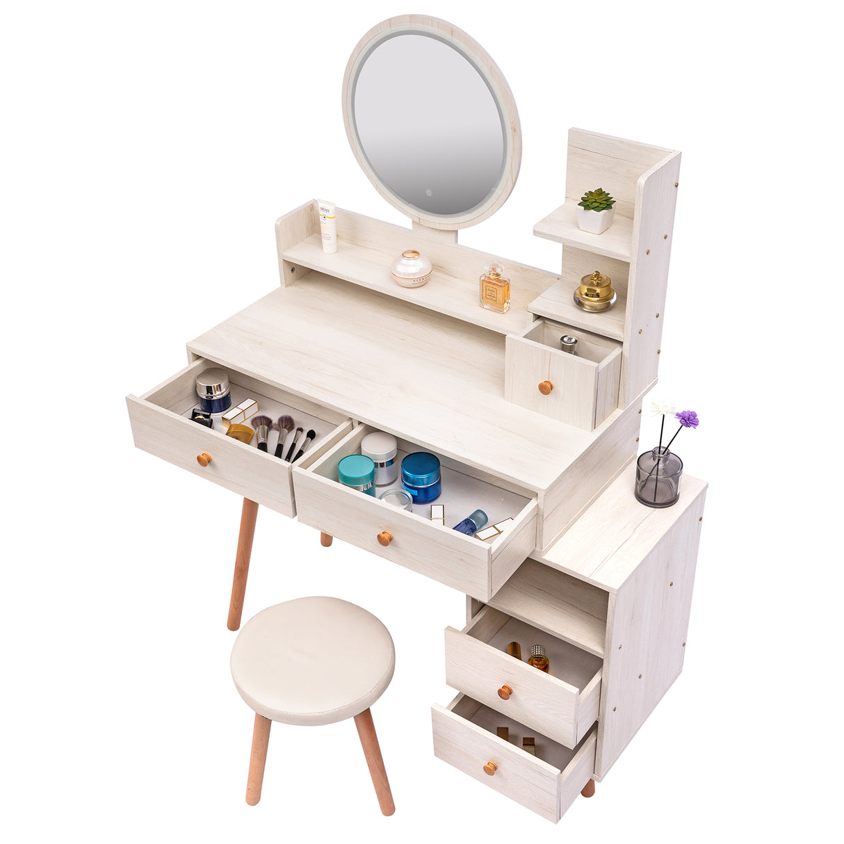 CRAZY ELF Stylish Vanity Table + Cushioned Stool
