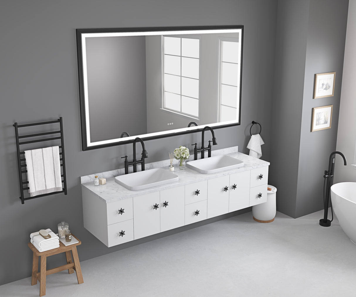 Oversized Rectangular Bathroom Mirror