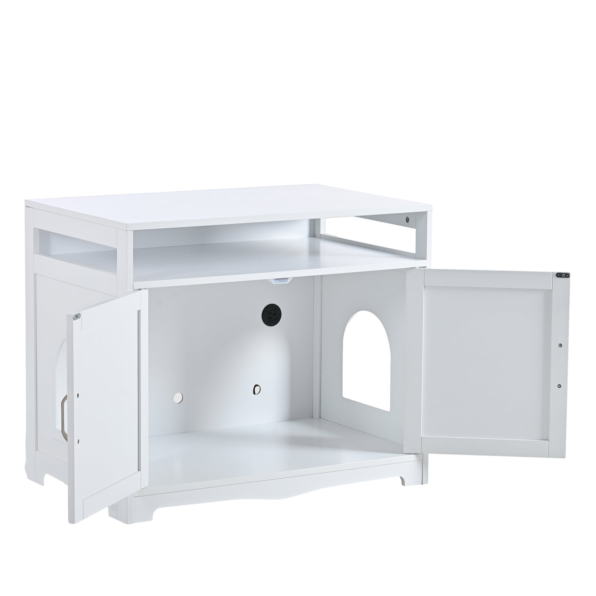 Litter Box Enclosure - Cat Litter Box Furniture with Hidden Plug