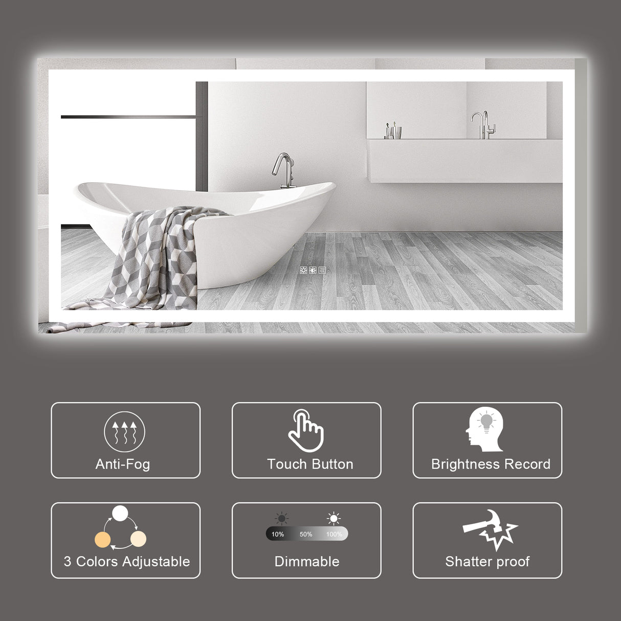 72"×36" LED Mirror Light Bathroom