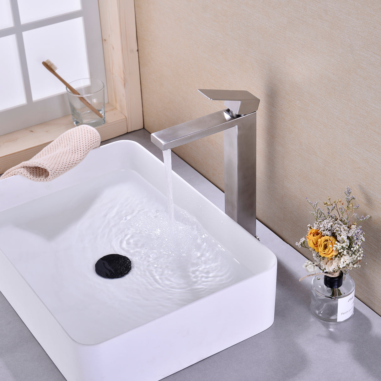 Single Handle Sink Brushed Nickel Vanity Bathroom Faucet