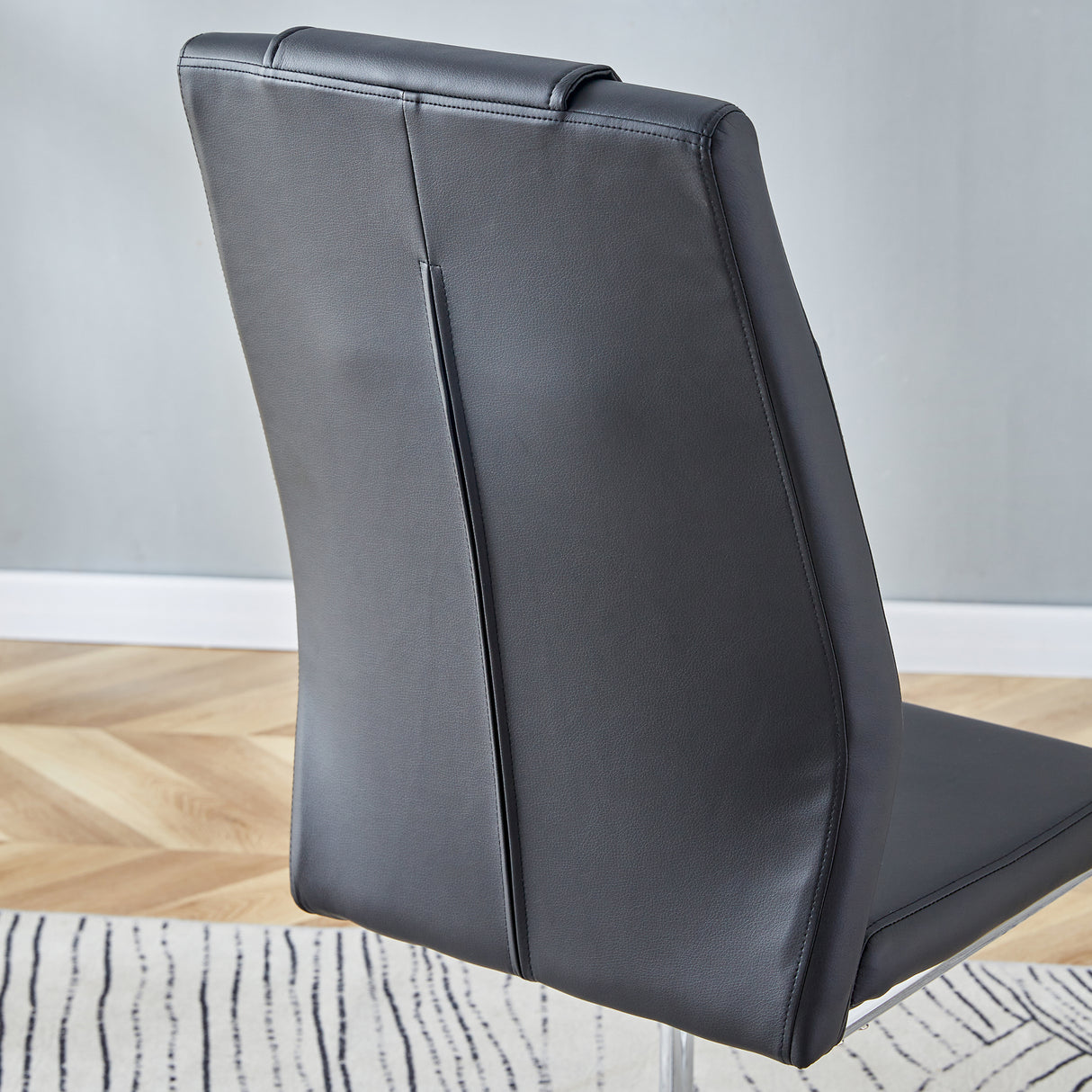 Modern Dining Chairs with Faux Leather Padded Seat - Set of 8